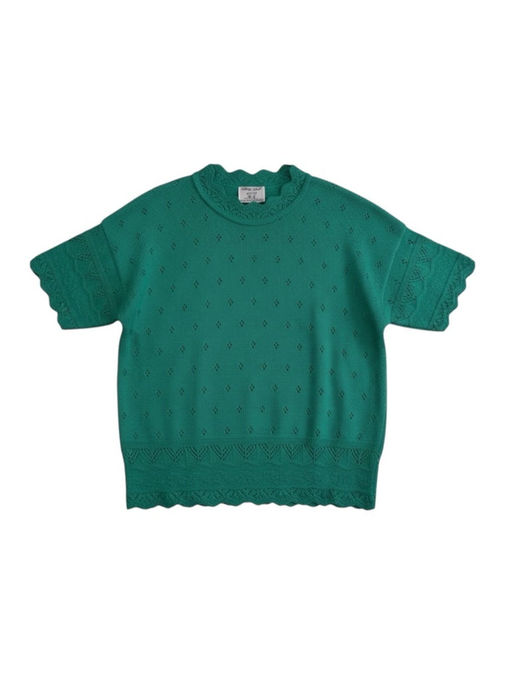 Vintage 70s Knit Sweater Women’s Size XL Kelly Green Acrylic College‎ Point